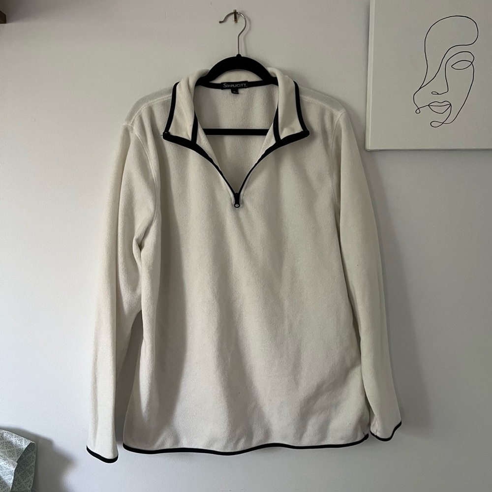 White Fleece 3/4 zip long sleeve